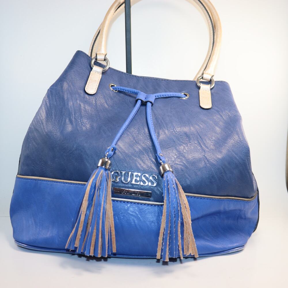Guess Pu Drawstring Bucket Bag With Tassels - image 1